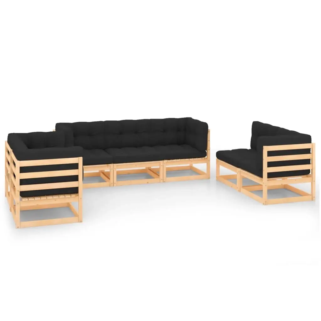 7 Piece Garden Lounge Set with Cushions Solid Pinewood 3083804 - Furniture