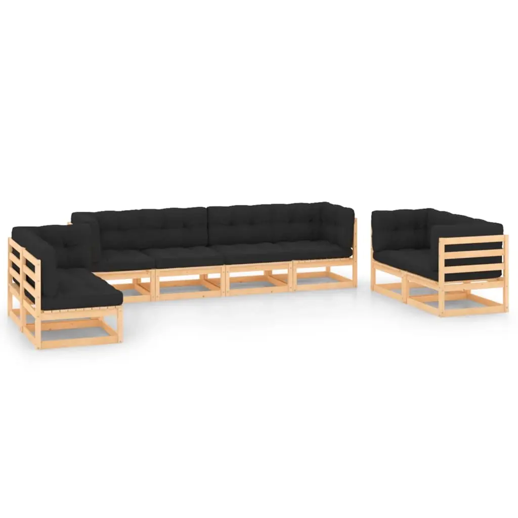 8 Piece Garden Lounge Set with Cushions Solid Pinewood 3083806 - Furniture