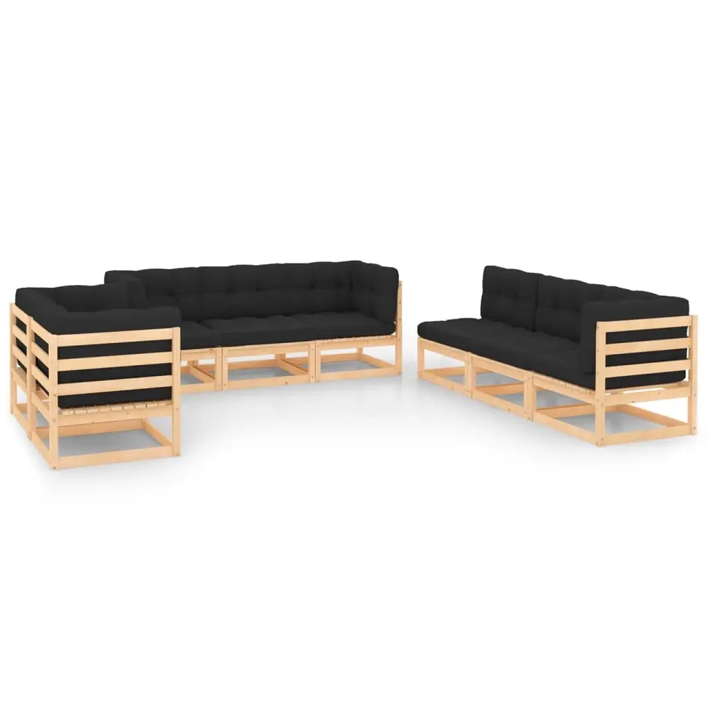 8 Piece Garden Lounge Set with Cushions Solid Pinewood 3083808 - Furniture