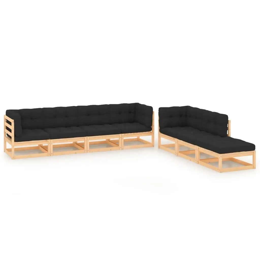 7 Piece Garden Lounge Set with Cushions Solid Pinewood 3083814 - Furniture