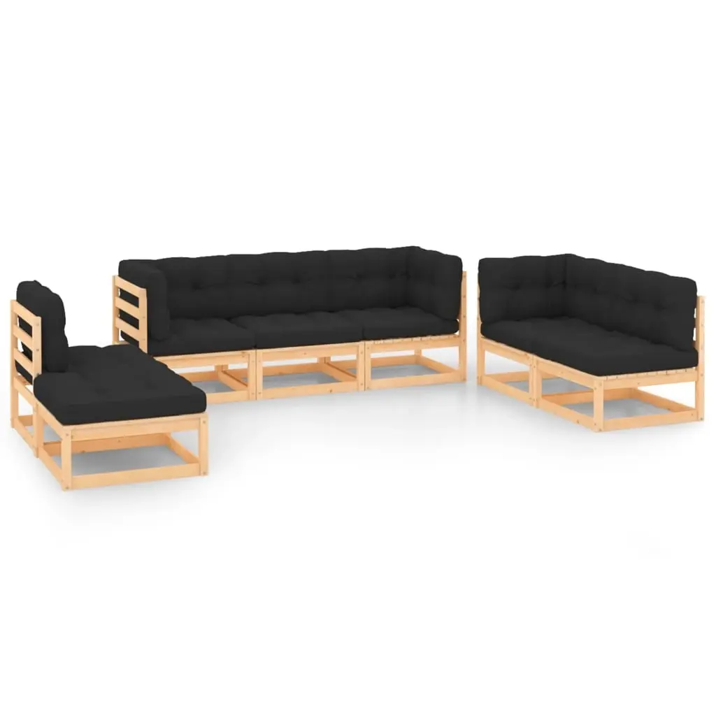 7 Piece Garden Lounge Set with Cushions Solid Pinewood 3083816 - Furniture