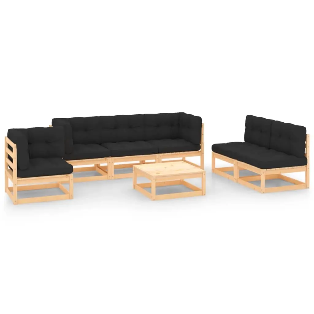 7 Piece Garden Lounge Set with Cushions Solid Pinewood 3083822 - Furniture