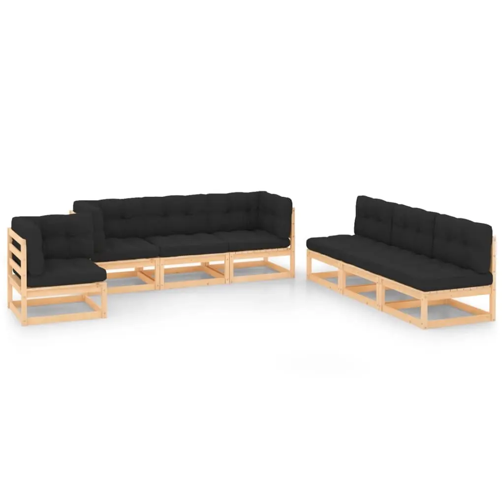 7 Piece Garden Lounge Set with Cushions Solid Pinewood 3083823 - Furniture