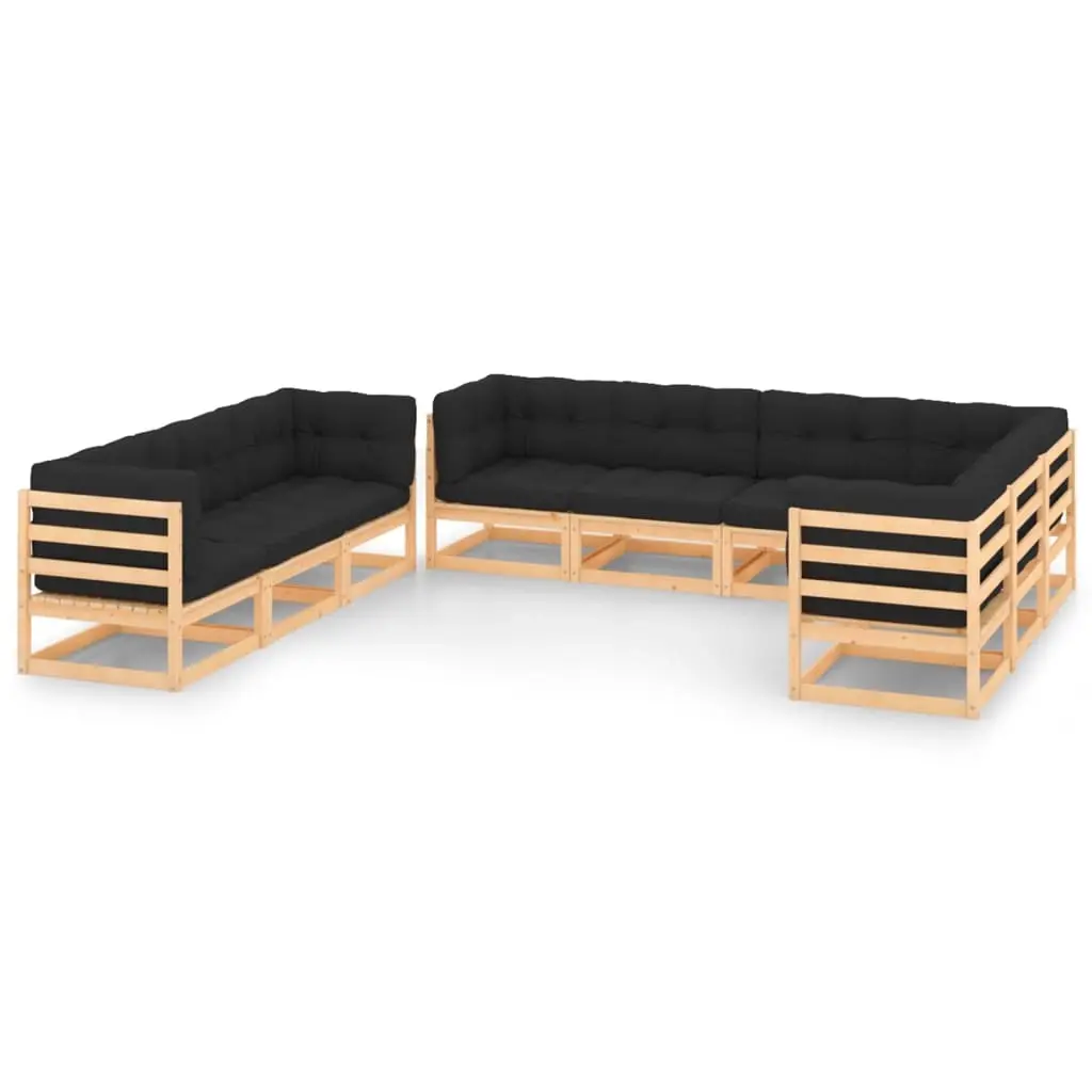 9 Piece Garden Lounge Set with Cushions Solid Pinewood 3083834 - Furniture
