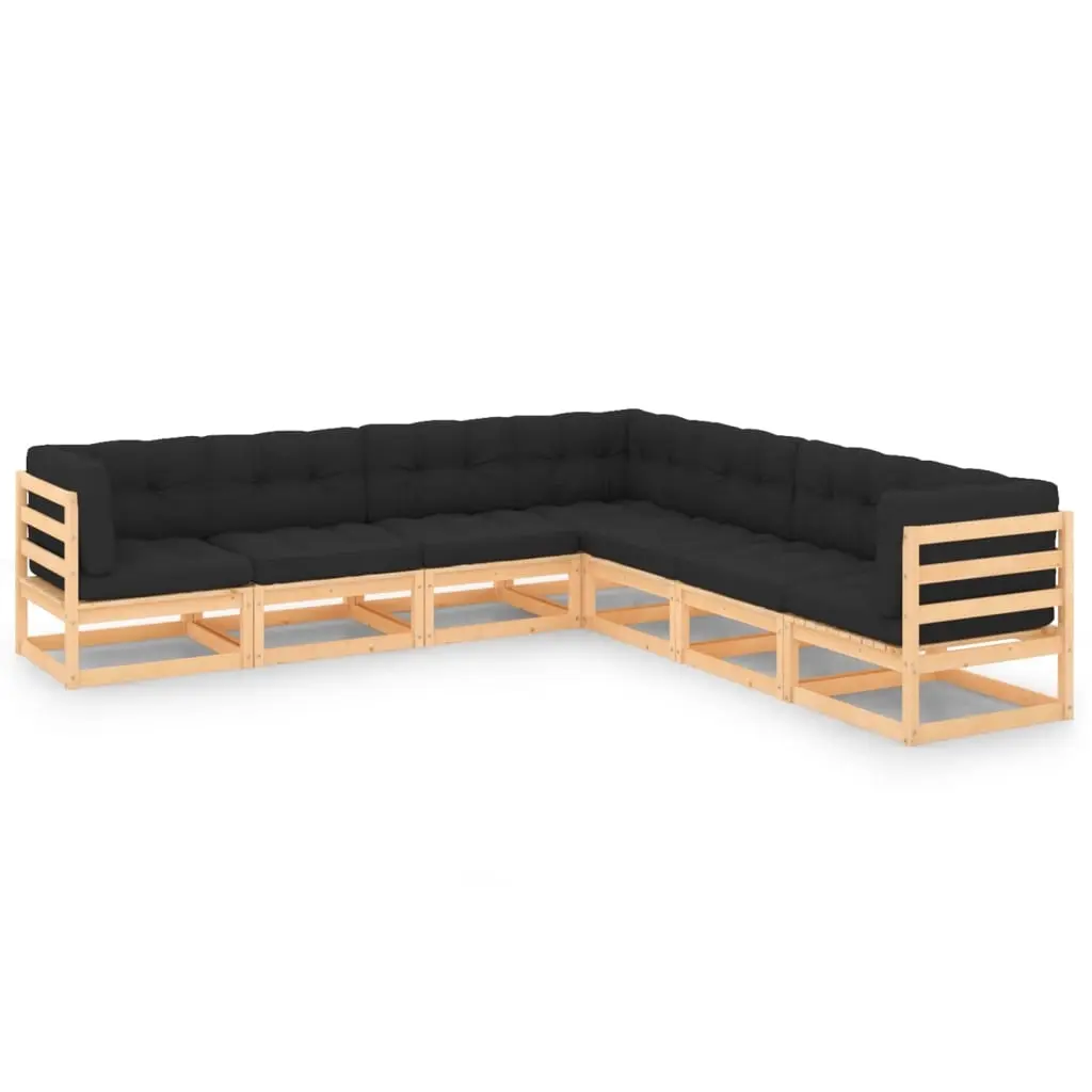 7 Piece Garden Lounge Set with Cushions Solid Pinewood 3083838 - Furniture