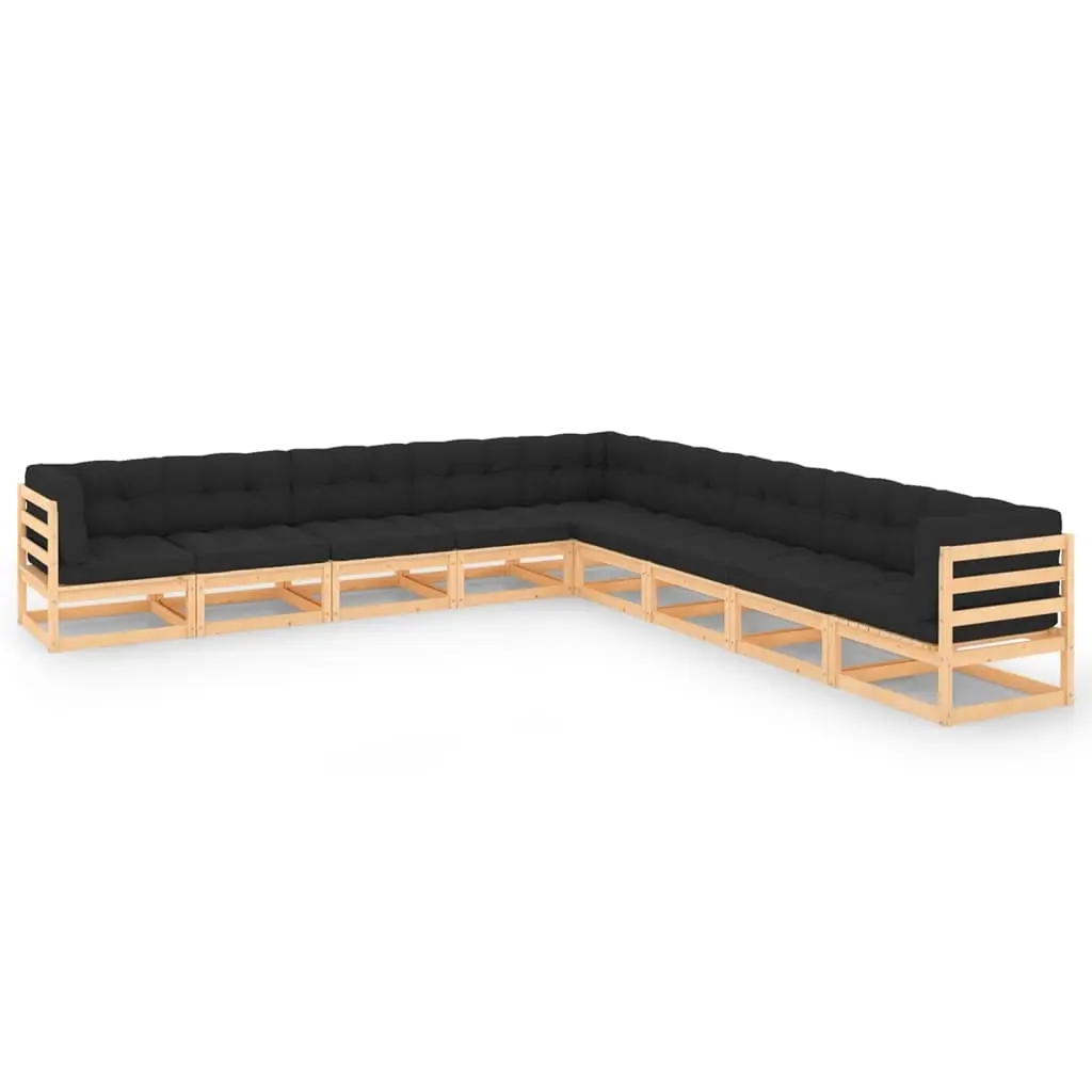 9 Piece Garden Lounge Set with Anthracite Cushions Pinewood 3083841 - Furniture