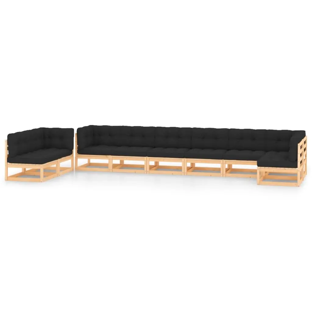 9 Piece Garden Lounge Set with Anthracite Cushions Pinewood 3083843 - Furniture