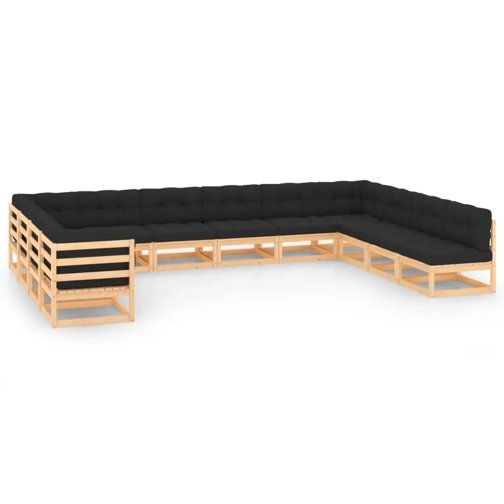 12 Piece Garden Lounge Set with Anthracite Cushions Pinewood 3083851 - Furniture