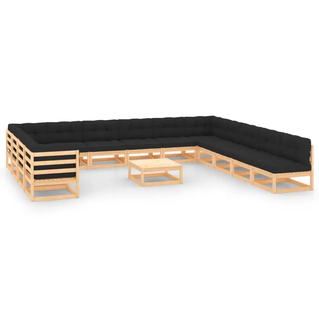 14 Piece Garden Lounge Set with Anthracite Cushions Pinewood 3083854 - Furniture