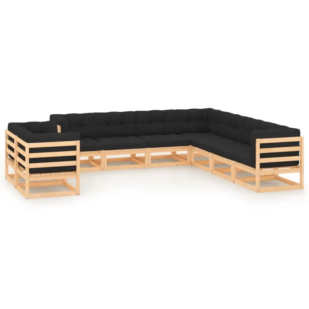 9 Piece Garden Lounge Set with Anthracite Cushions Pinewood 3083855 - Furniture