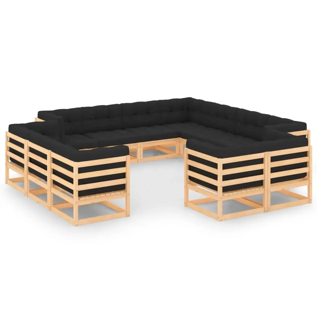 12 Piece Garden Lounge Set with Anthracite Cushions Pinewood 3083863 - Furniture