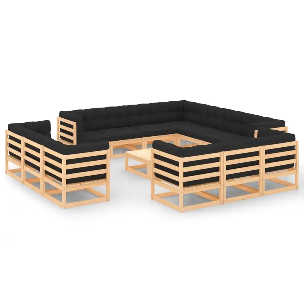 14 Piece Garden Lounge Set with Anthracite Cushions Pinewood 3083866 - Furniture