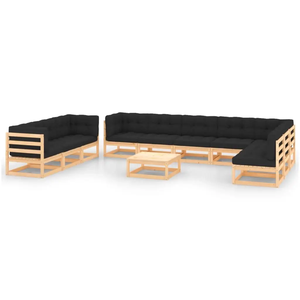 11 Piece Garden Lounge Set with Anthracite Cushions Pinewood 3083872 - Furniture