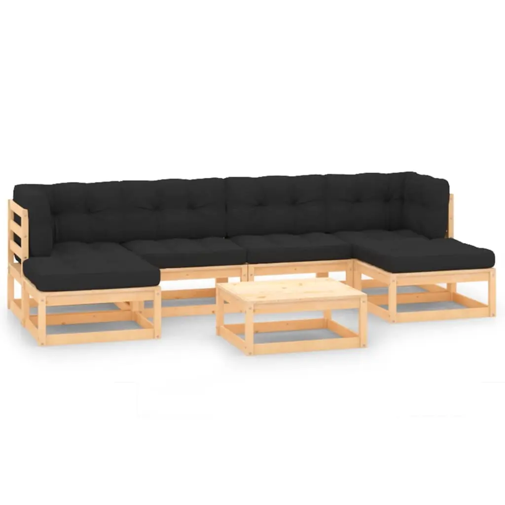 7 Piece Garden Lounge Set with Anthracite Cushions Pinewood 3083885 - Furniture