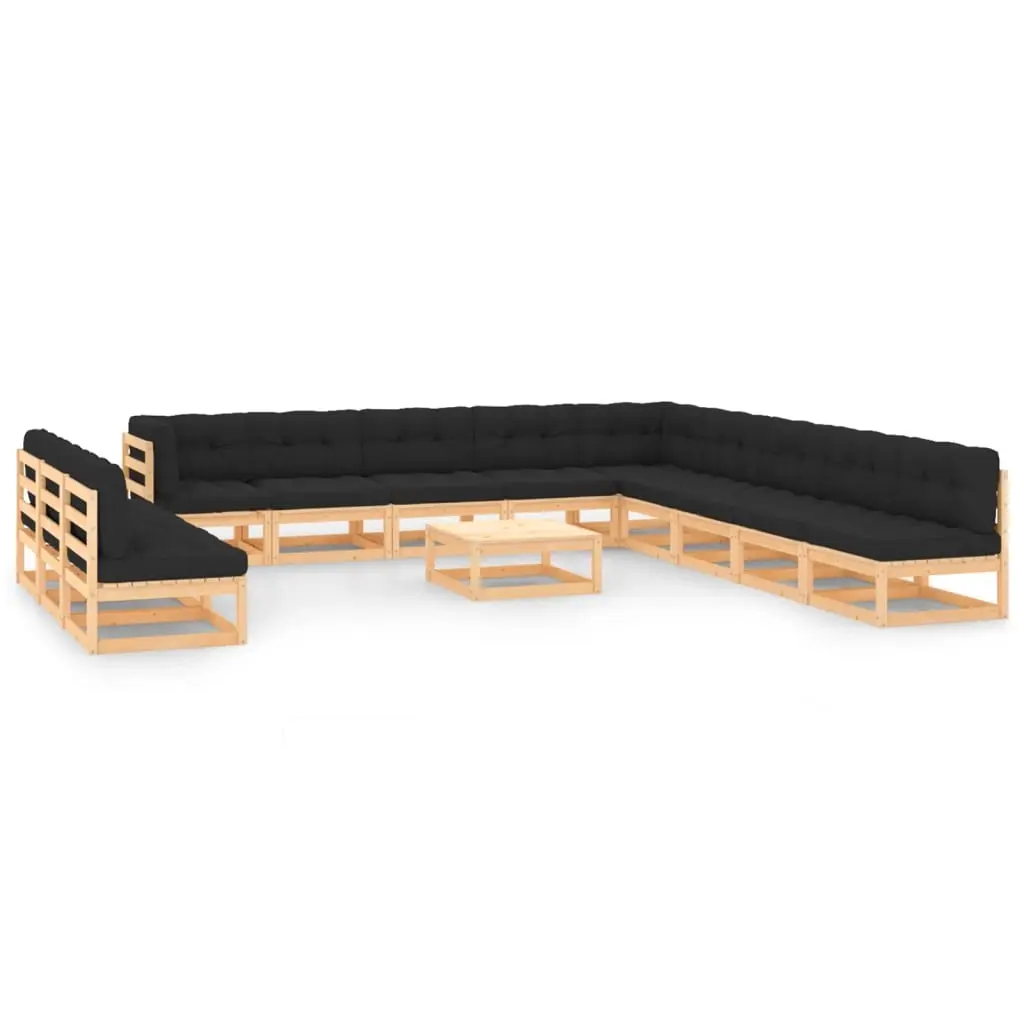 13 Piece Garden Lounge Set with Anthracite Cushions Pinewood 3083908 - Furniture