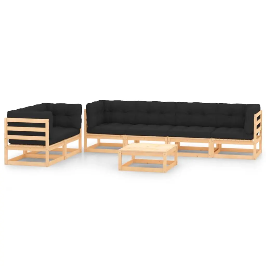 7 Piece Garden Lounge Set with Anthracite Cushions Pinewood 3083920 - Furniture