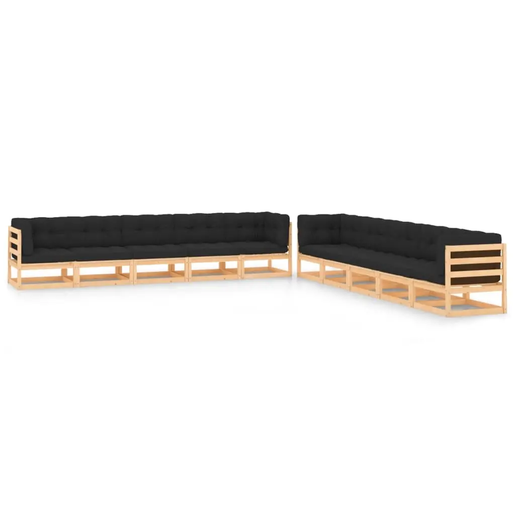 10 Piece Garden Lounge Set with Anthracite Cushions Pinewood 3083925 - Furniture