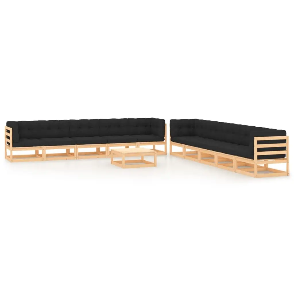 11 Piece Garden Lounge Set with Anthracite Cushions Pinewood 3083926 - Furniture