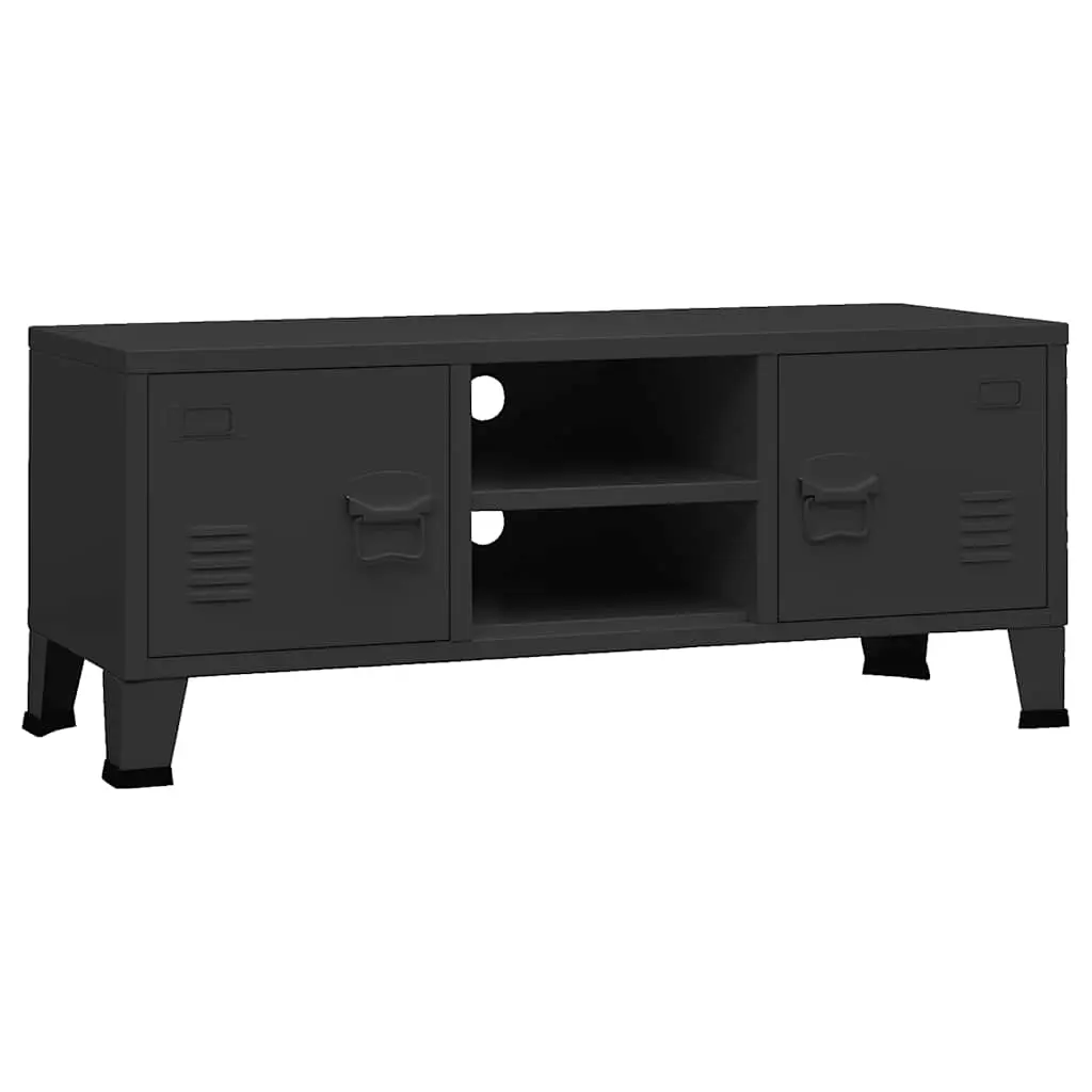 Industrial TV Cabinet Black 105x35x42 cm Metal 339618 - Furniture