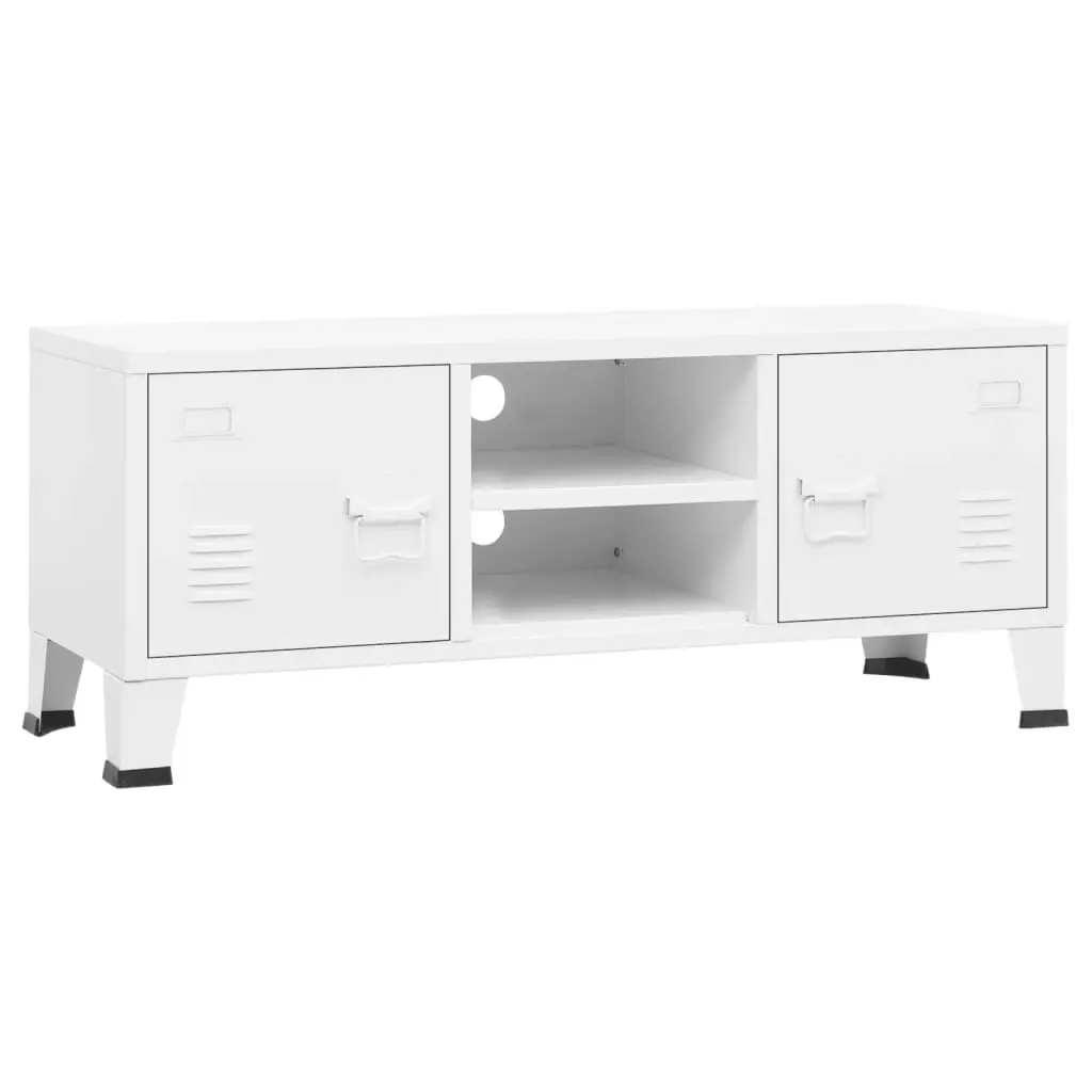 Industrial TV Cabinet White 105x35x42 cm Metal 339619 - Furniture