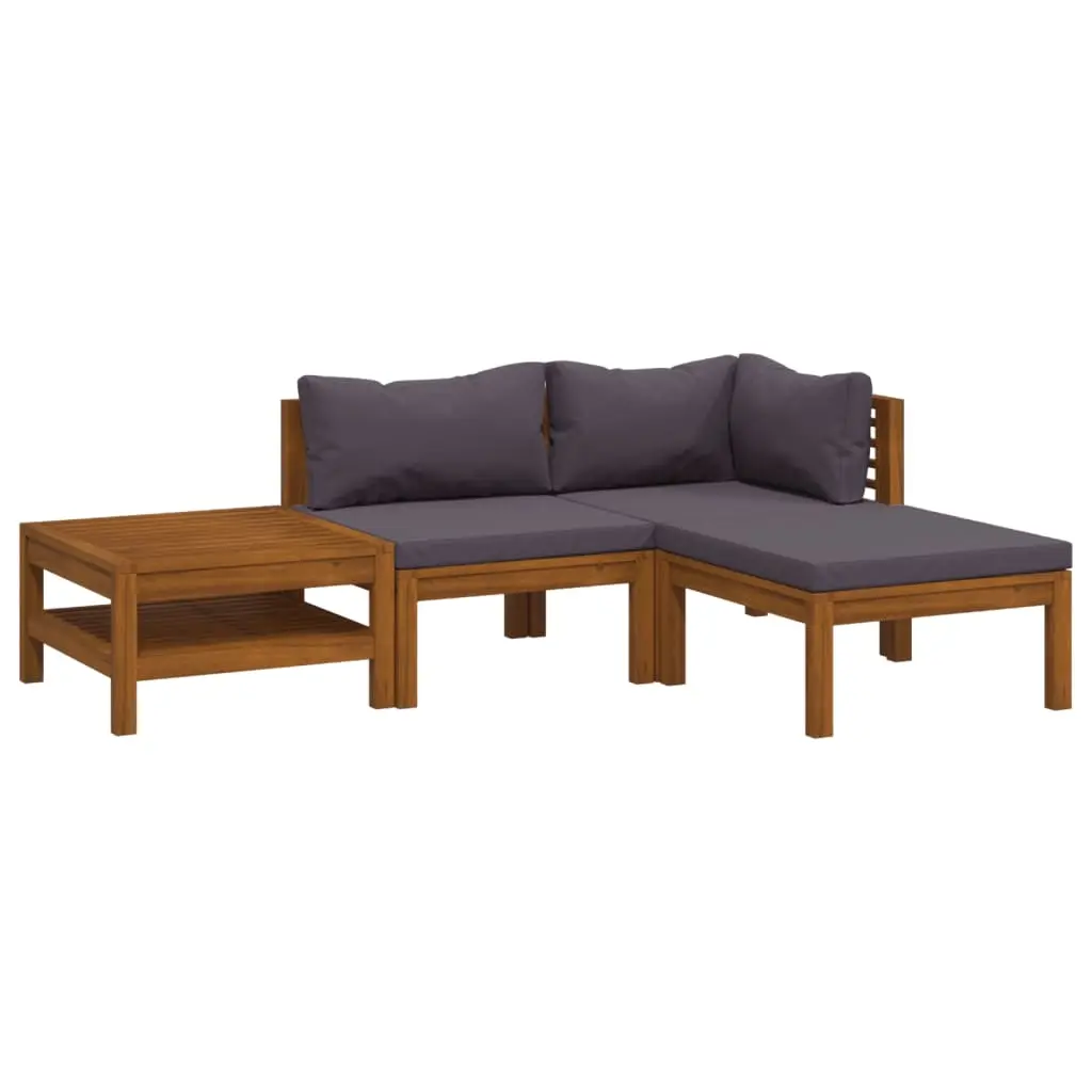 4 Piece Garden Lounge Set with Cushion Solid Acacia Wood 3086893 - Furniture