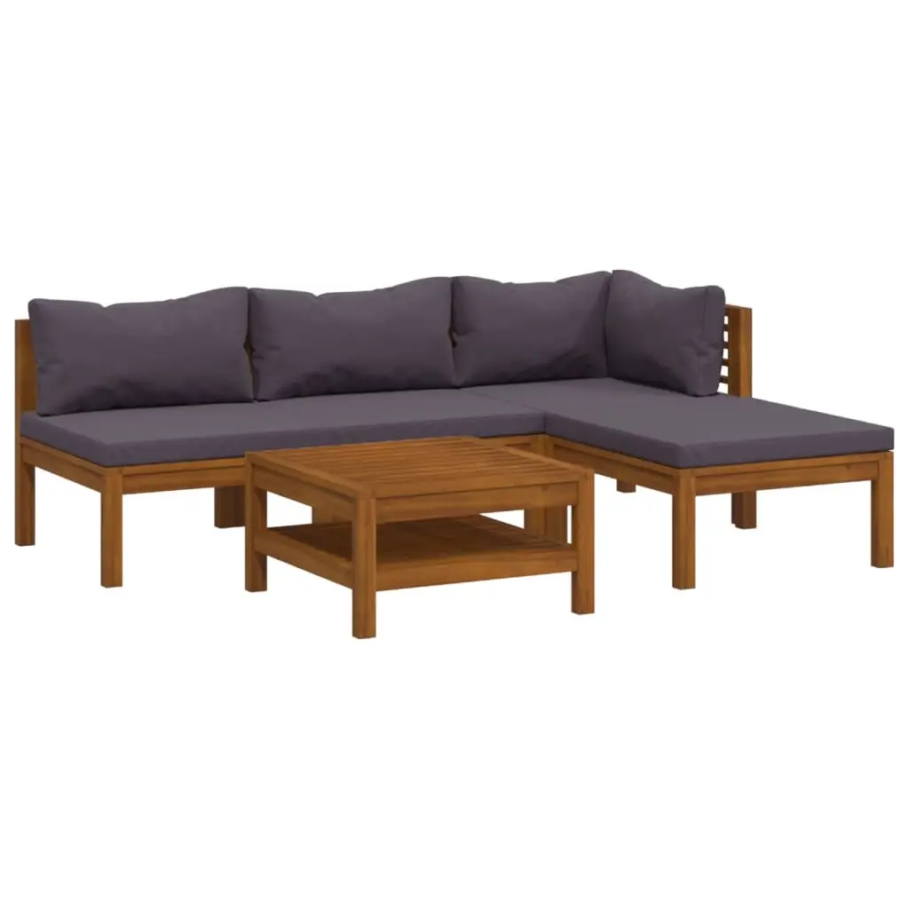 5 Piece Garden Lounge Set with Cushion Solid Acacia Wood 3086894 - Furniture