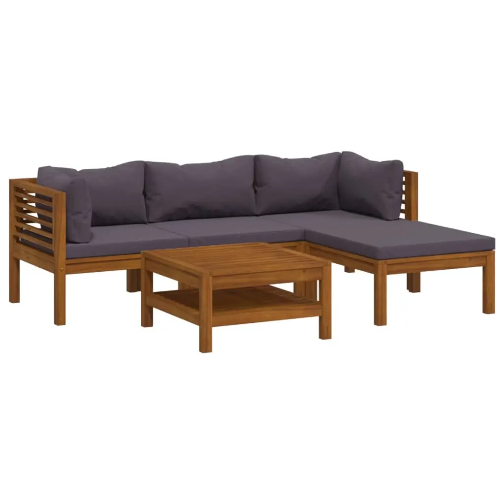 5 Piece Garden Lounge Set with Cushion Solid Acacia Wood 3086895 - Furniture