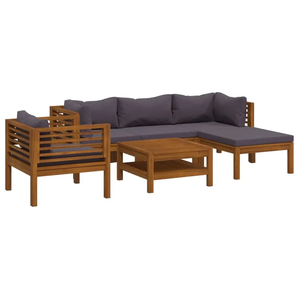 6 Piece Garden Lounge Set with Cushion Solid Acacia Wood 3086896 - Furniture