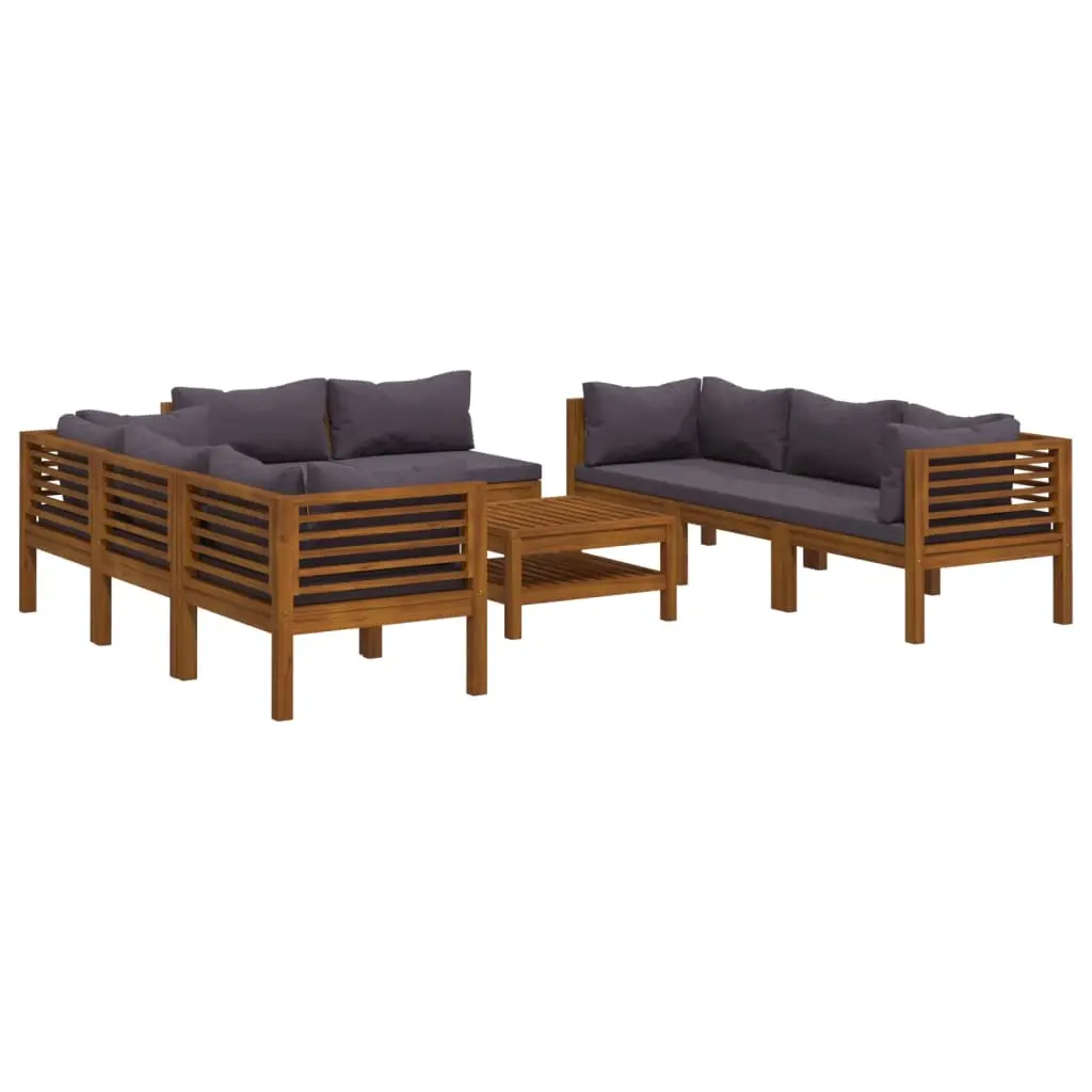 9 Piece Garden Lounge Set with Cushion Solid Acacia Wood 3086904 - Furniture