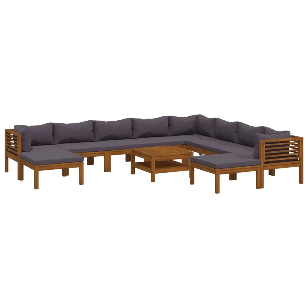 11 Piece Garden Lounge Set with Cushion Solid Acacia Wood 3086910 - Furniture