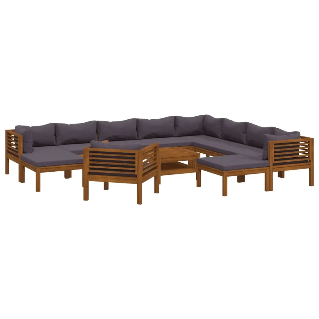 12 Piece Garden Lounge Set with Cushion Solid Acacia Wood 3086911 - Furniture