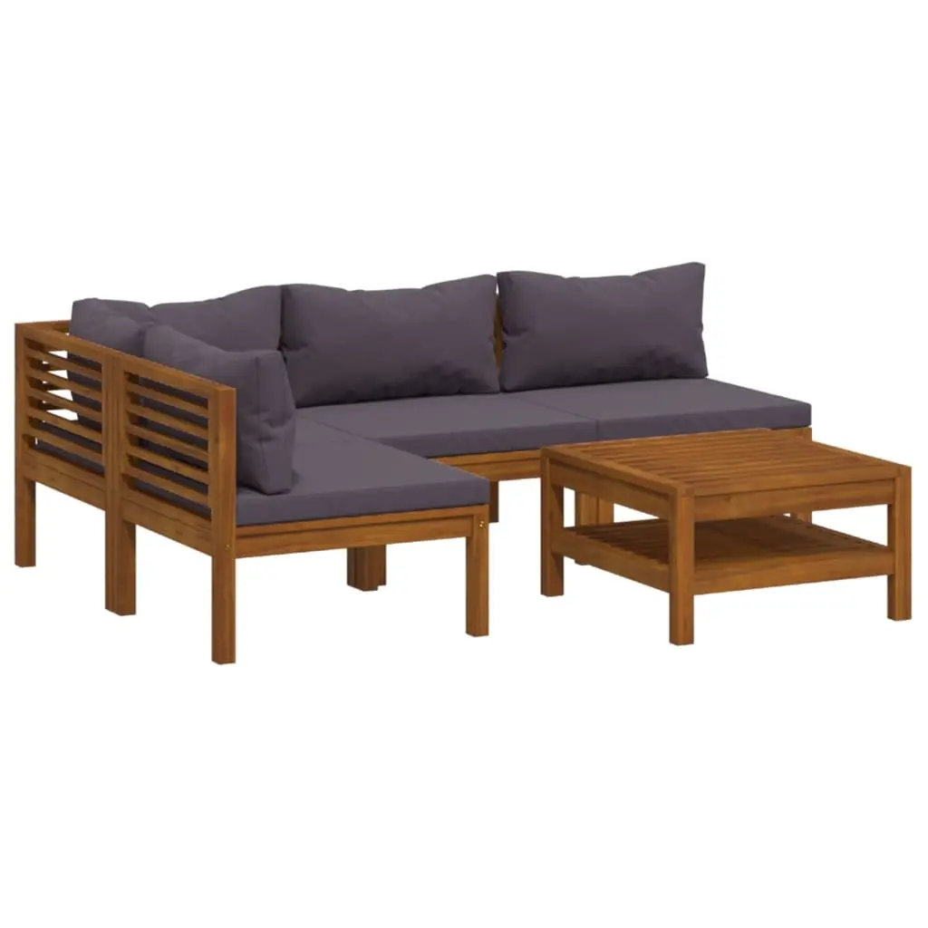 5 Piece Garden Lounge Set with Cushion Solid Acacia Wood 3086919 - Furniture
