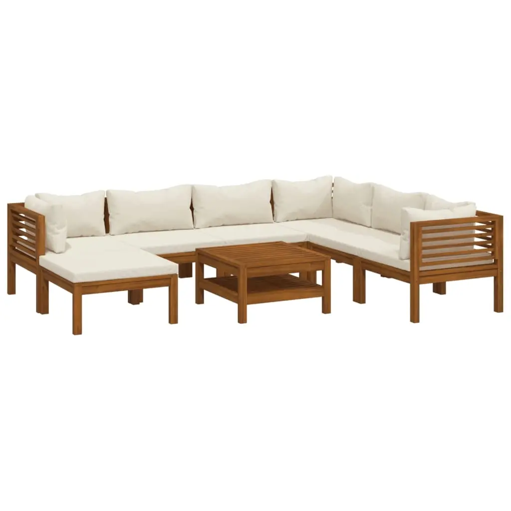 8 Piece Garden Lounge Set with Cream Cushion Solid Acacia Wood 3086940 - Furniture