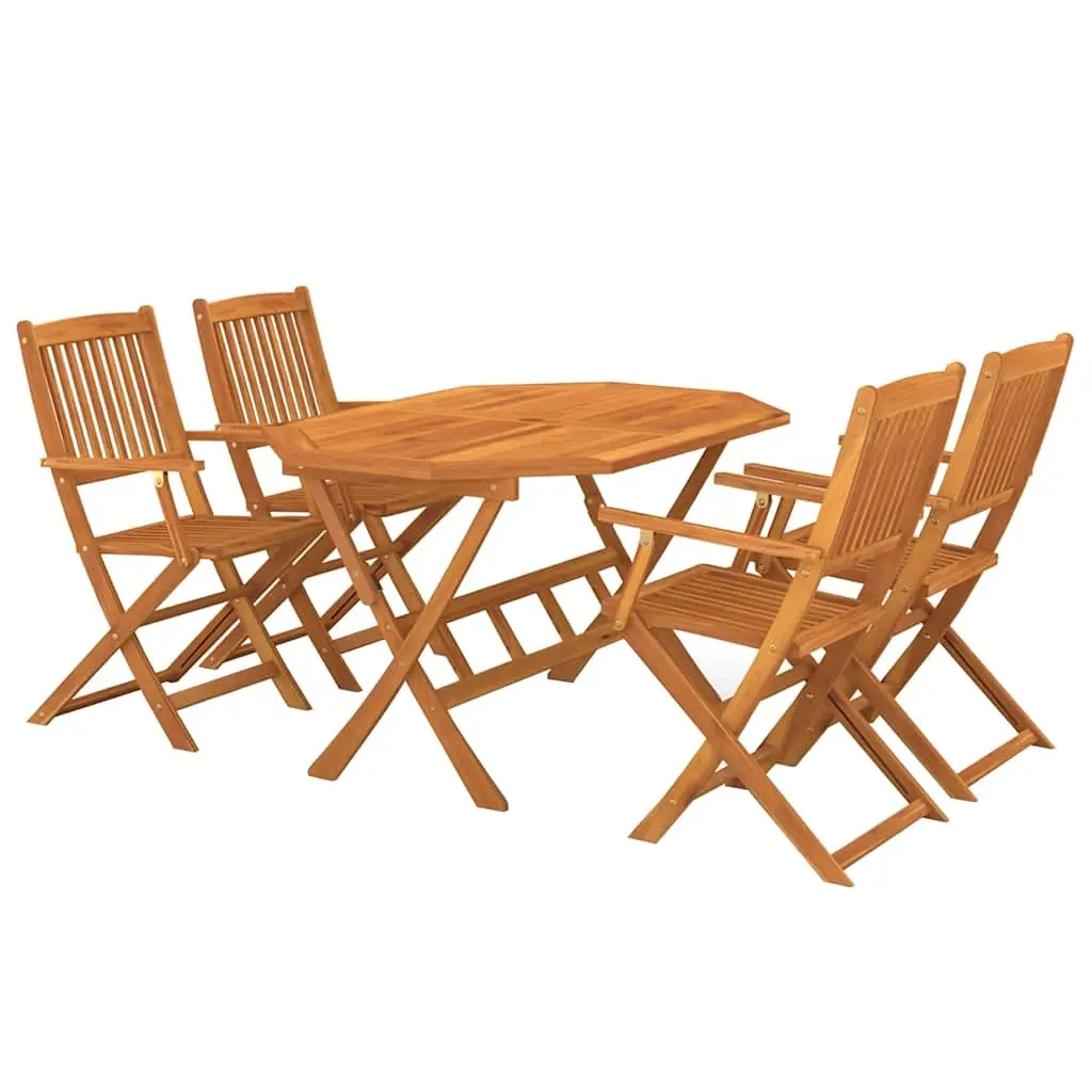 5 Piece Garden Dining Set Solid Acacia Wood 3086996 - Furniture