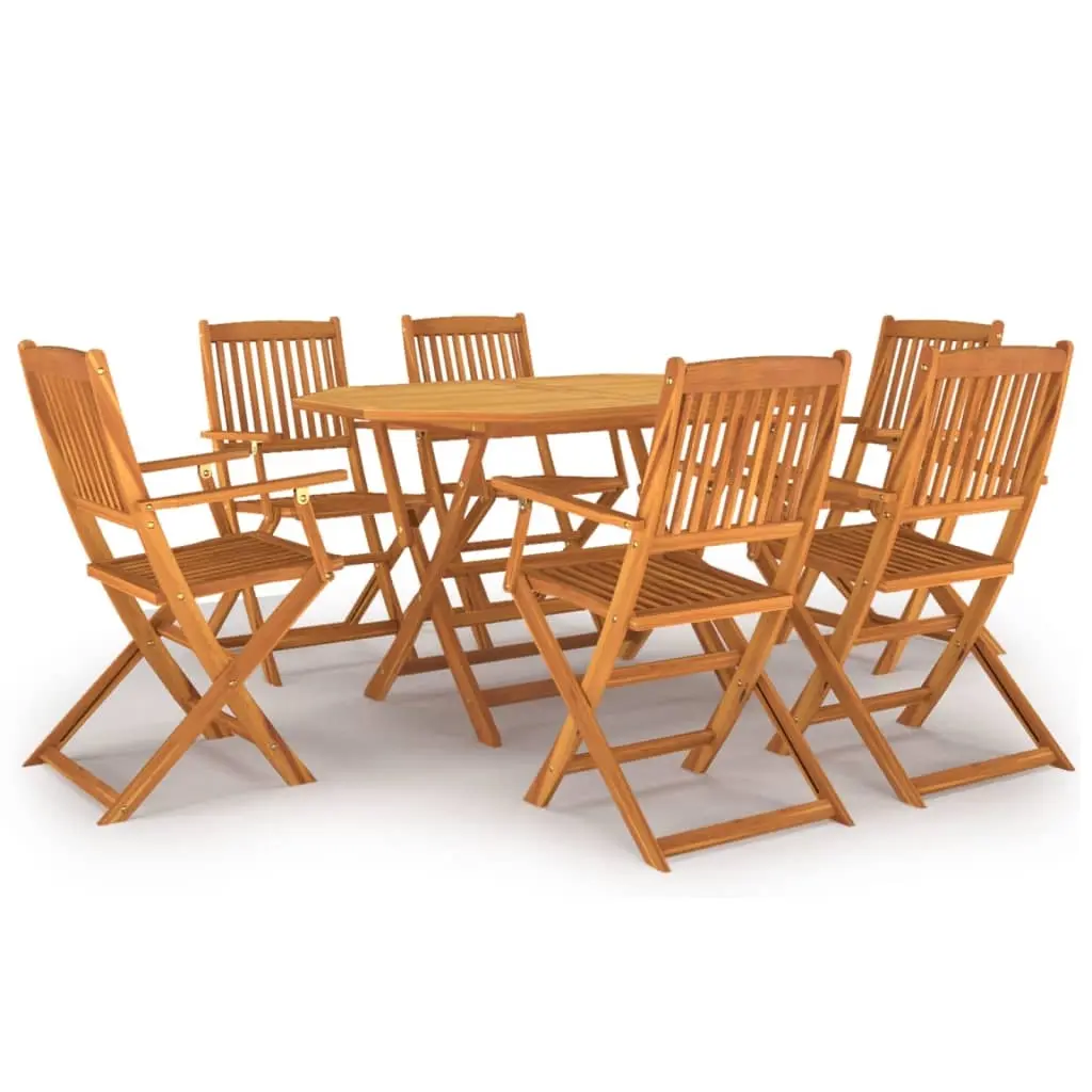 7 Piece Garden Dining Set Solid Wood Acacia 3086997 - Furniture