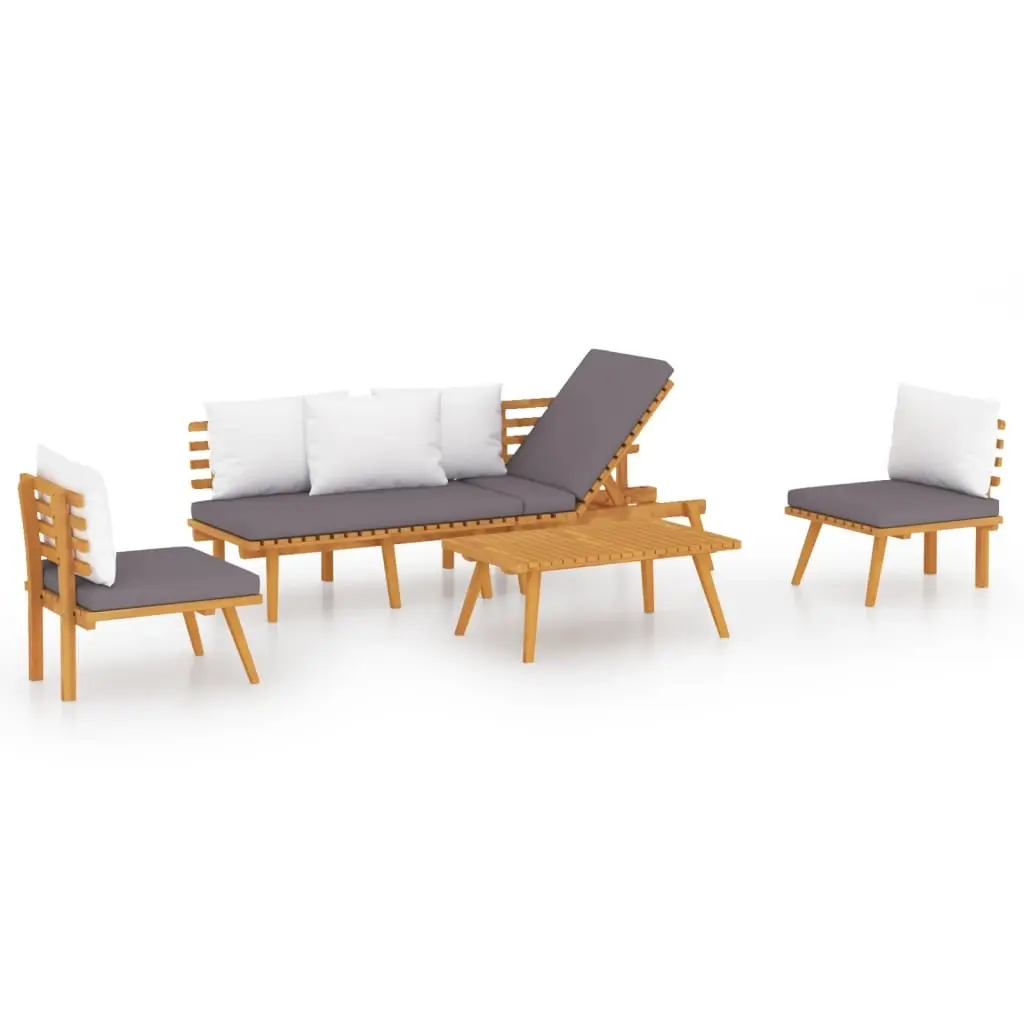 4 Piece Garden Lounge Set with Cushions Solid Wood Acacia 3087010 - Furniture