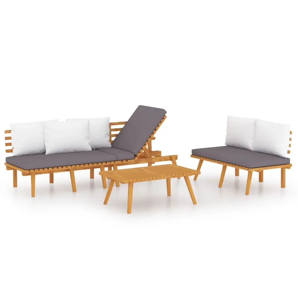 3 Piece Garden Lounge Set with Cushions Solid Wood Acacia 3087012 - Furniture