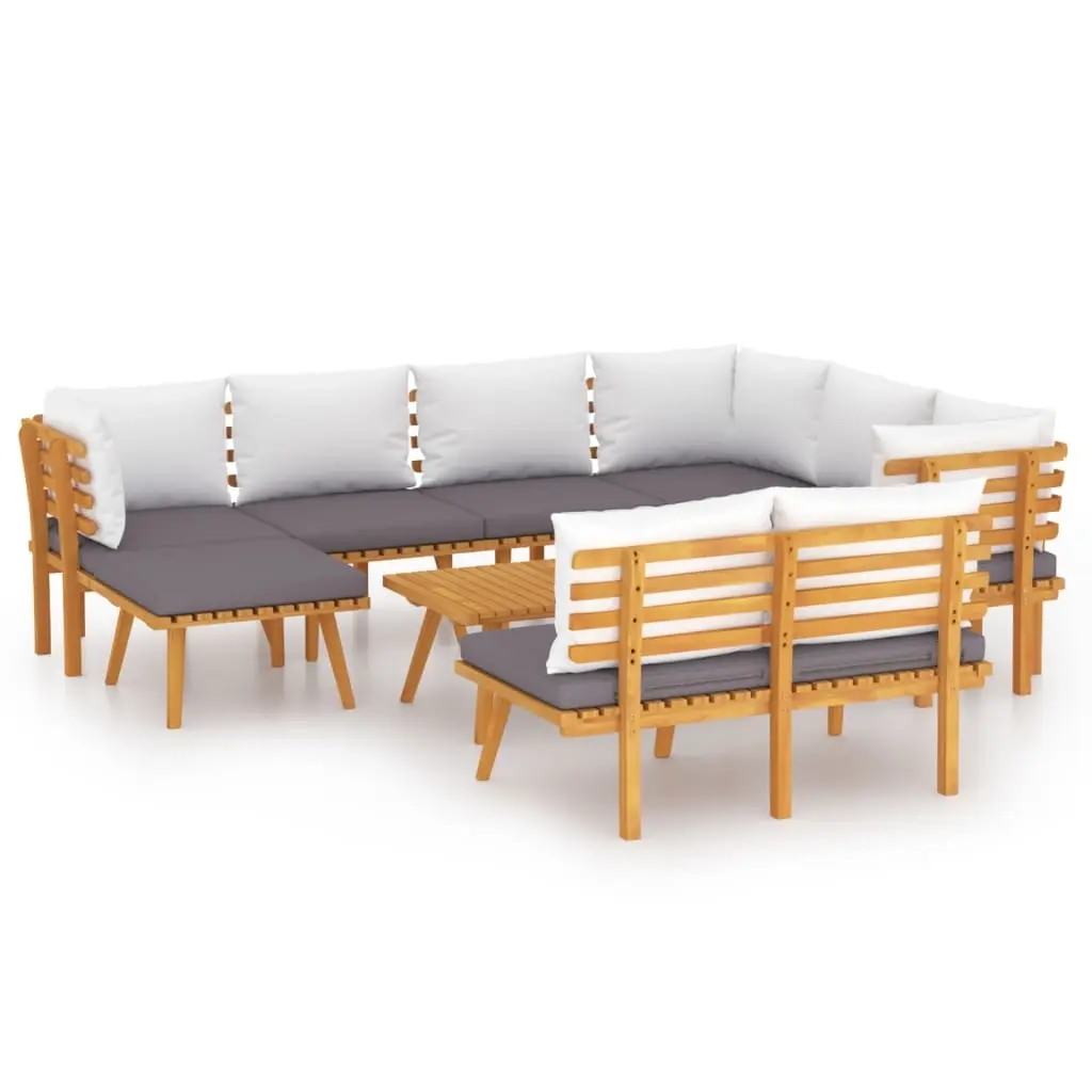 9 Piece Garden Lounge Set with Cushions Solid Wood Acacia 3087018 - Furniture