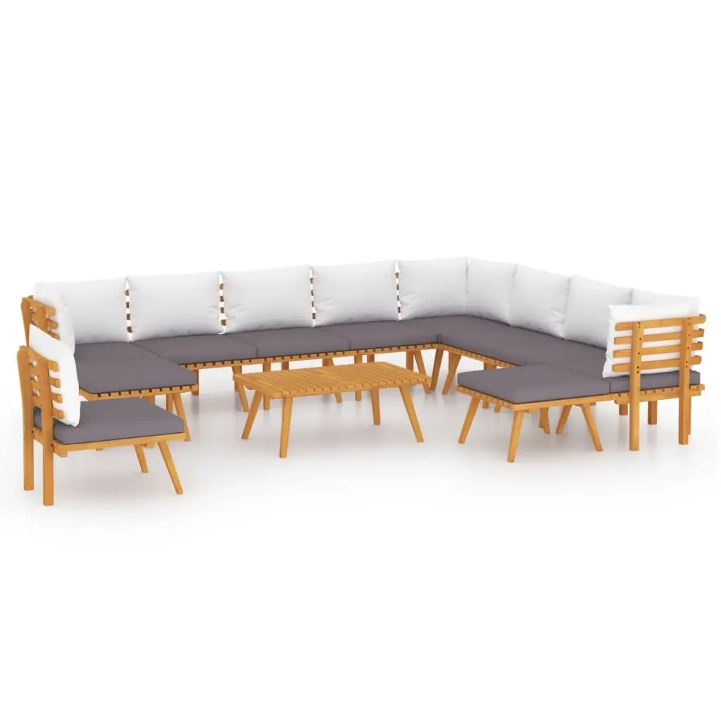 12 Piece Garden Lounge Set with Cushions Solid Wood Acacia 3087020 - Furniture