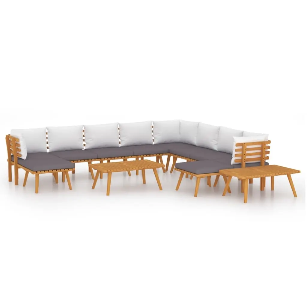 12 Piece Garden Lounge Set with Cushions Solid Wood Acacia 3087021 - Furniture