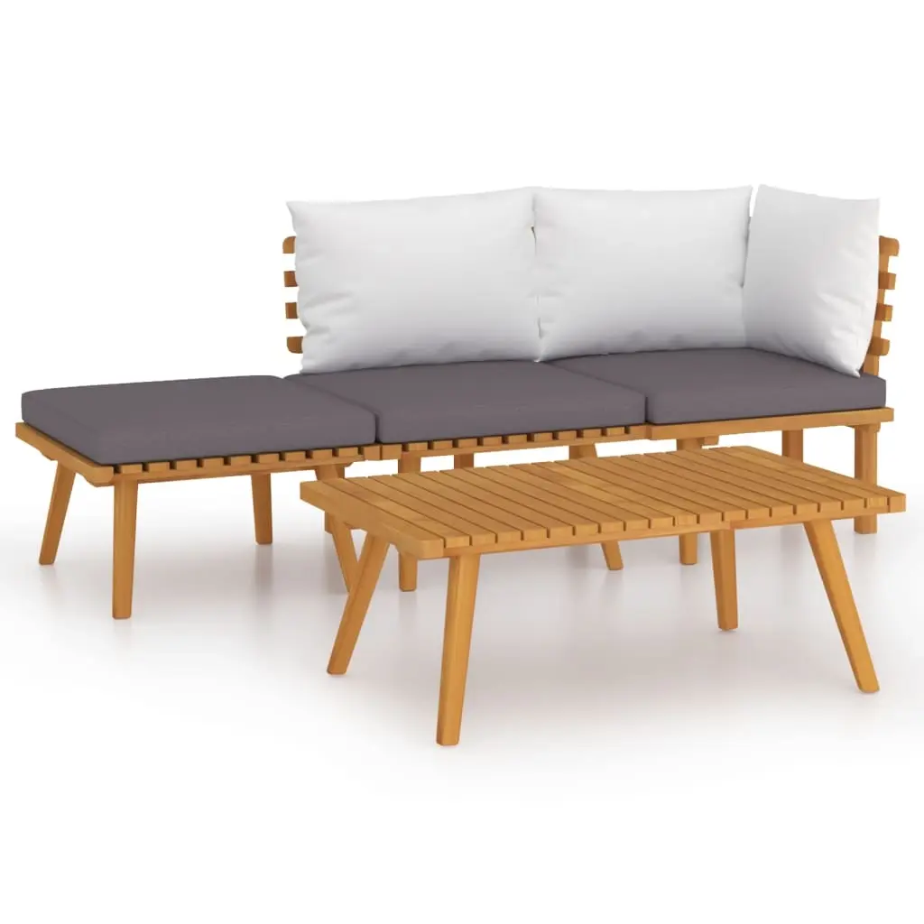 4 Piece Garden Lounge Set with Cushions Solid Wood Acacia 3087030 - Furniture