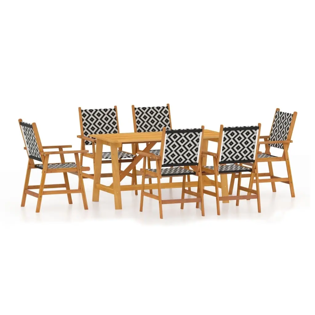 7 Piece Garden Dining Set Solid Wood Acacia 3087125 - Furniture