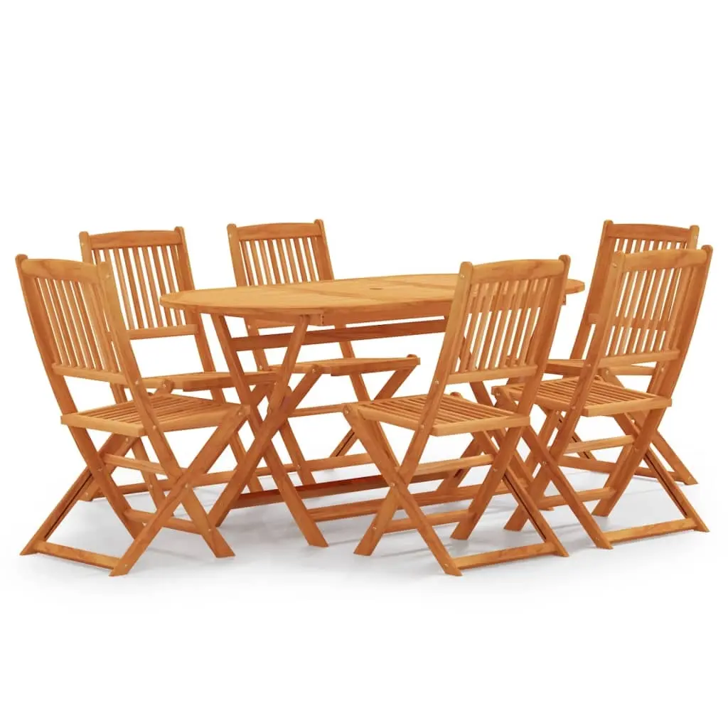 7 Piece Folding Outdoor Dining Set Solid Eucalyptus Wood 3087157 - Furniture