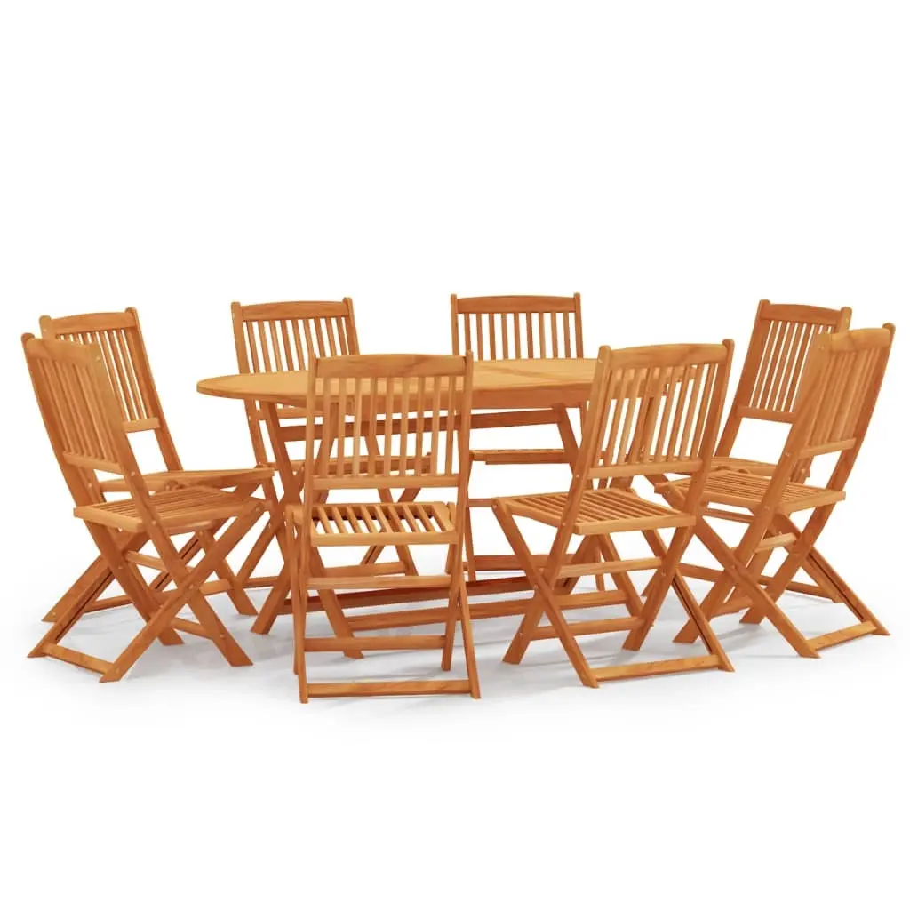 9 Piece Folding Outdoor Dining Set Solid Eucalyptus Wood 3087158 - Furniture