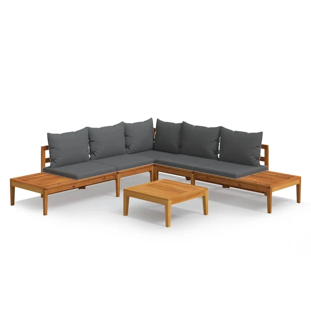 4 Piece Garden Lounge Set with Dark Grey Cushions Acacia Wood 3087267 - Furniture