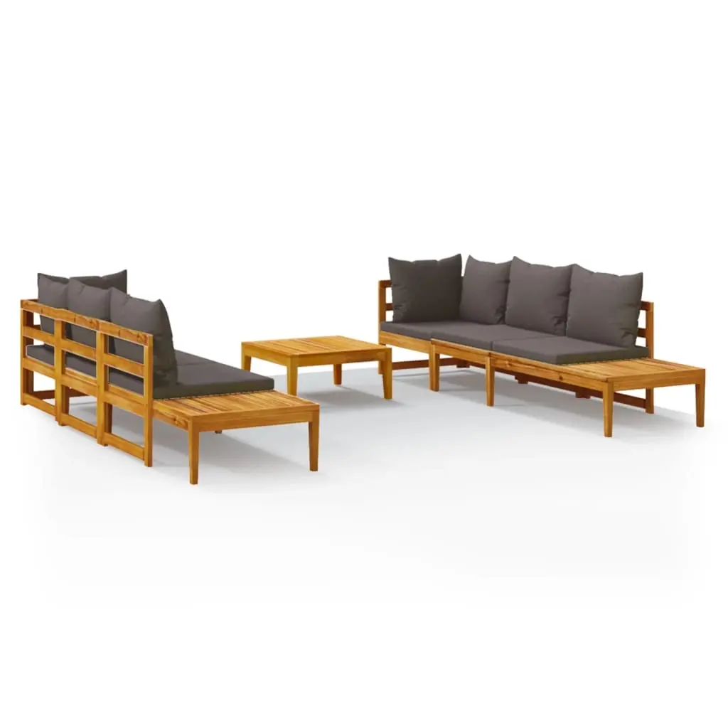 5 Piece Garden Lounge Set with Dark Grey Cushions Acacia Wood 3087275 - Furniture