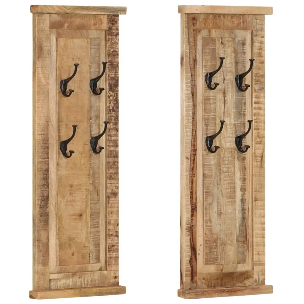 Coat Racks 2 pcs Solid Wood Mango 38x100 cm 337853 - Home & Garden