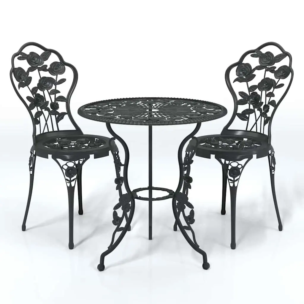 3 Piece Bistro Set Cast Aluminium Black 317739 - Furniture