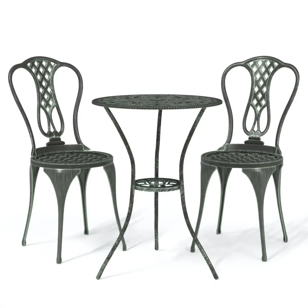 3 Piece Bistro Set Cast Aluminium Green 317751 - Furniture