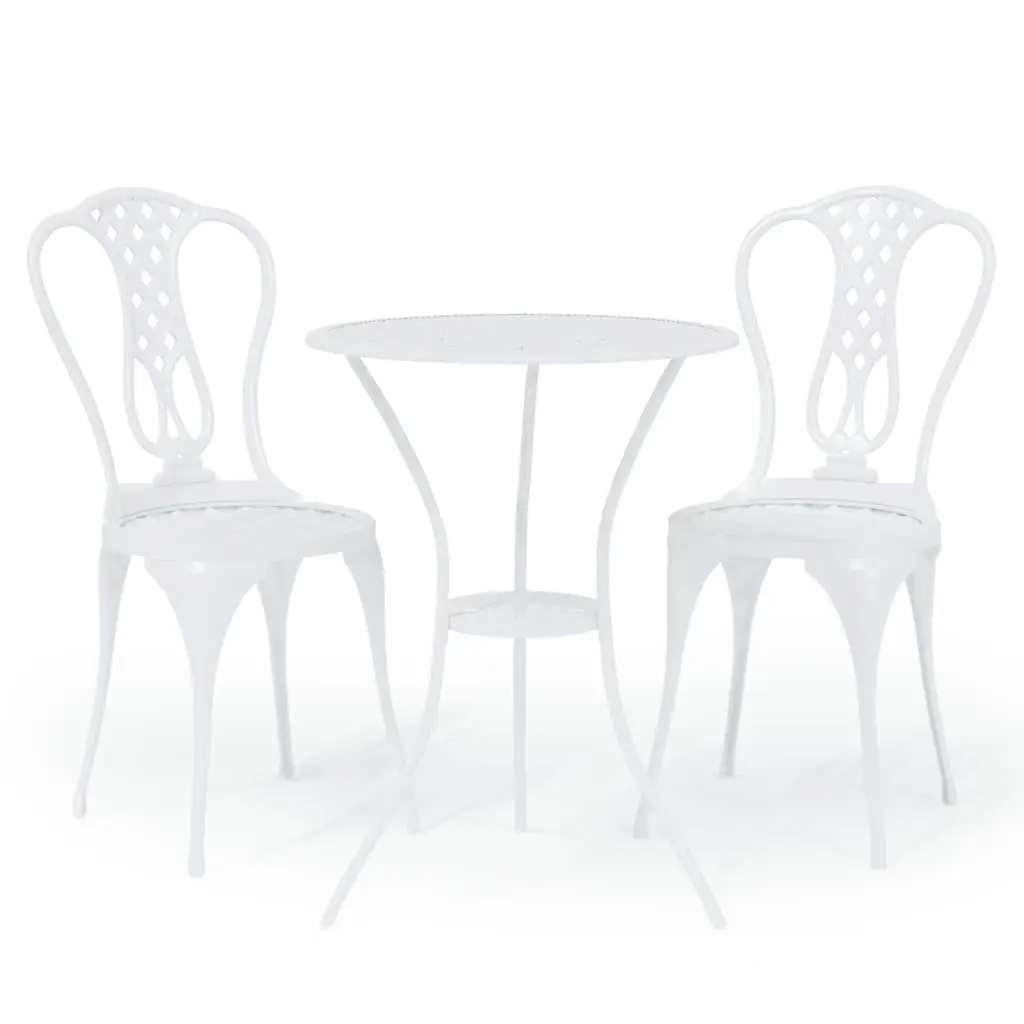 3 Piece Bistro Set Cast Aluminium White 317752 - Furniture